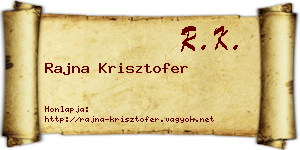 Rajna Krisztofer névjegykártya
